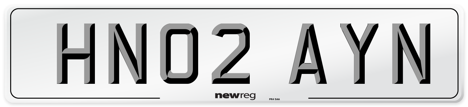 HN02 AYN Number Plate from New Reg